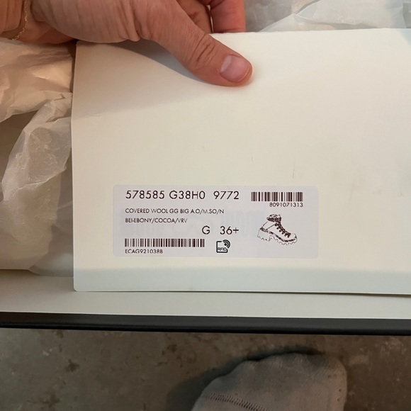 GUCCI BIG GG WOOL LACE UP COMBAT MOTO BOOTS - Picture 10 of 11